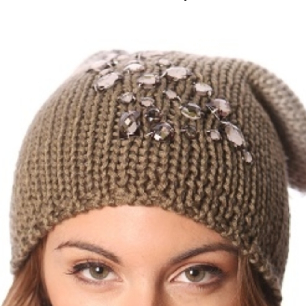 3/$30 Olive Ombre Bejeweled Beanie